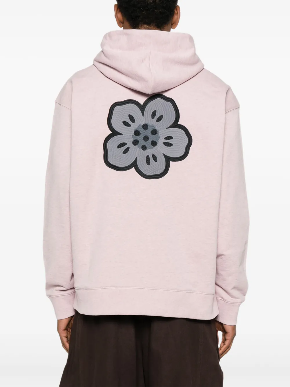 Kenzo Logo-embroidered Hoodie In Pink