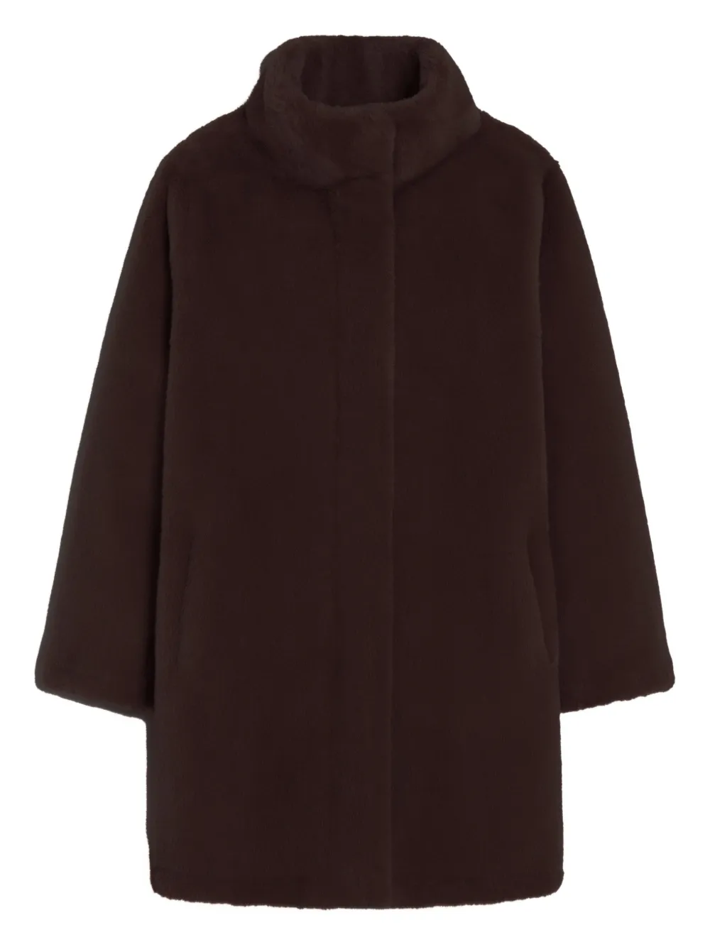 Apparis Blair Funnel-neck Coat In Brown