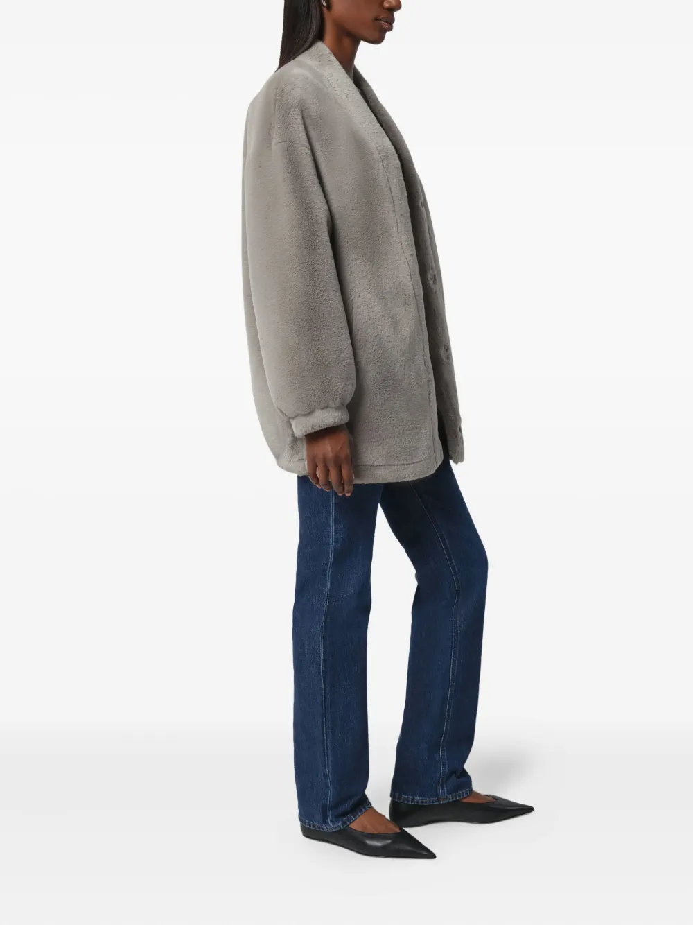 Apparis Jane Pocket Coat In Gray