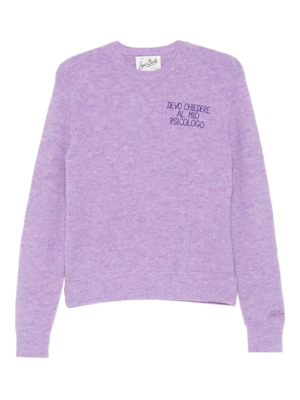 Mc2 Saint Barth Embroidered Wool Sweater In Purple