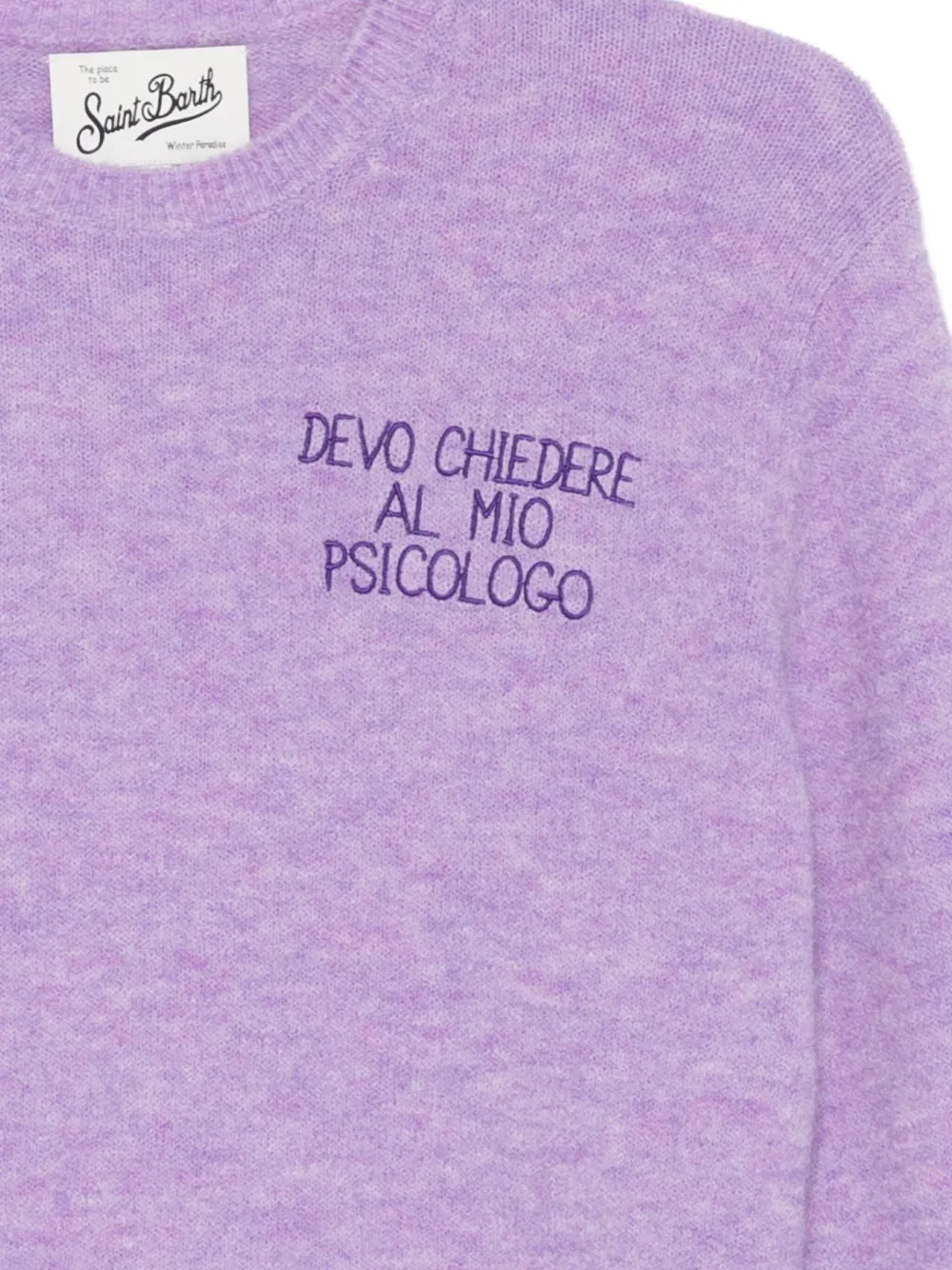 Mc2 Saint Barth Embroidered Wool Sweater In Purple