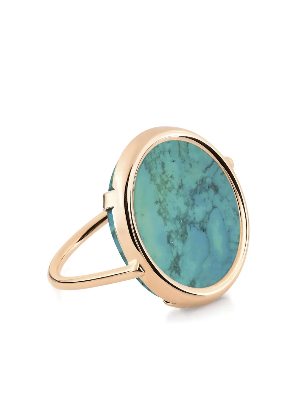 Ginette Ny 18k Rose Gold Turquoise Fallen Sky Disc Ring In Blue