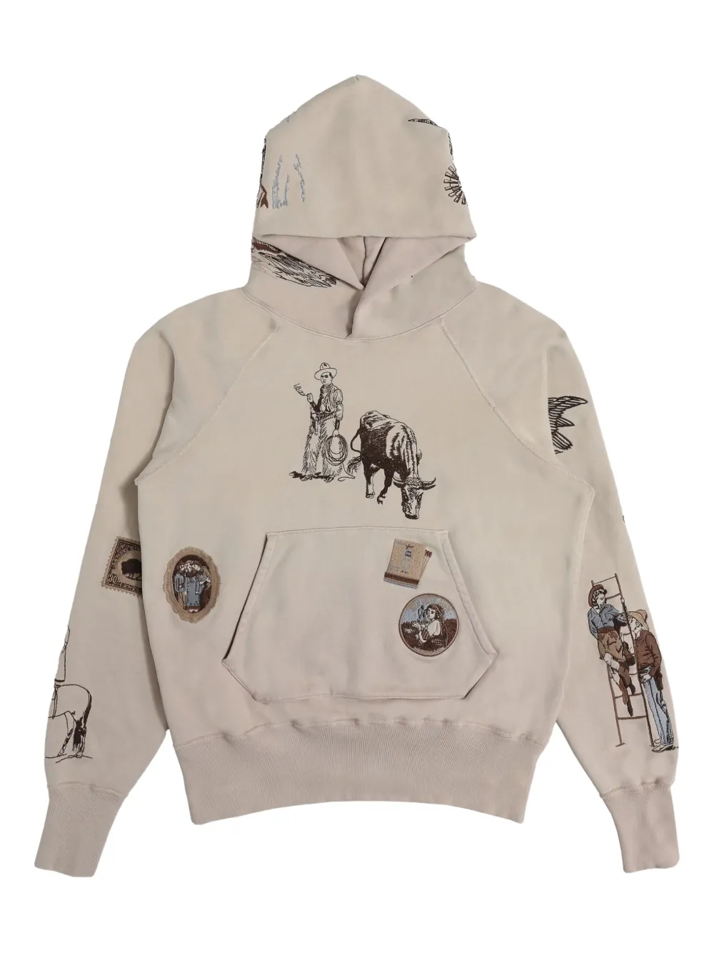 Samuel Zelig Embroidered Western Hoodie In Neutral