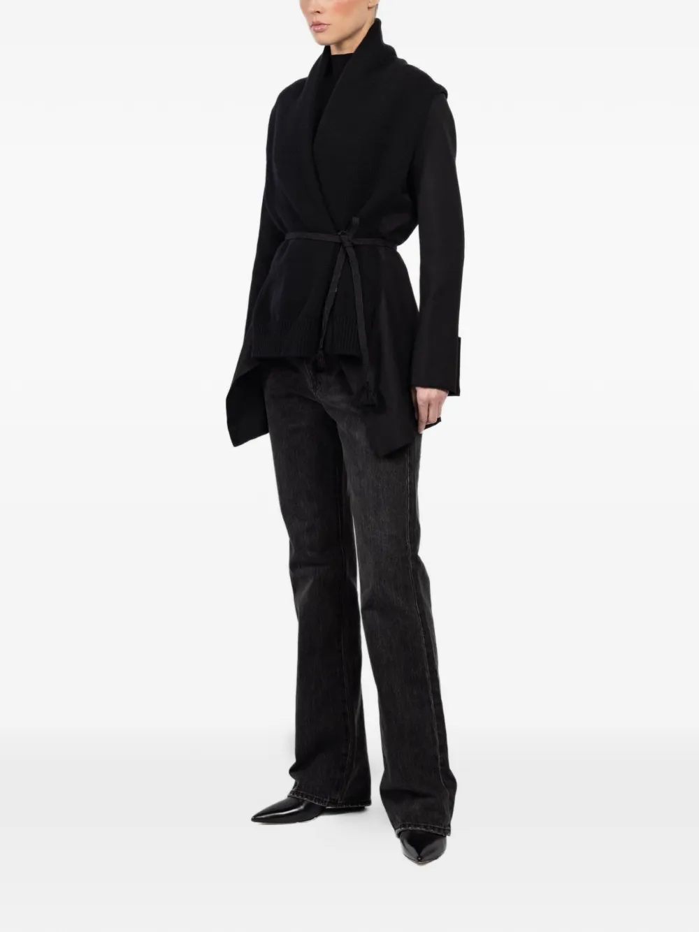  Ibrigu Asymmetrical Kimono Jacket - Black 