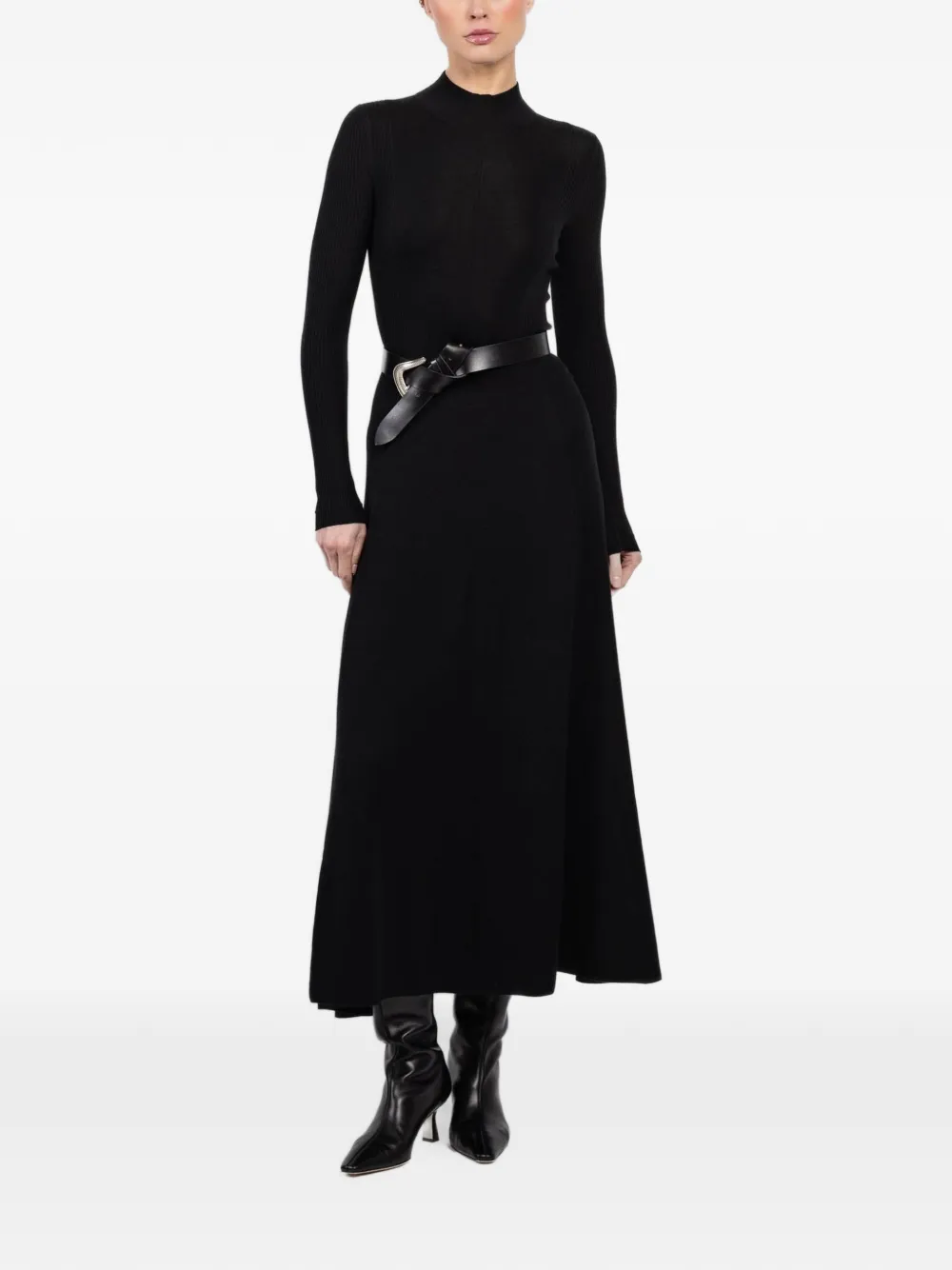 Maria McManus long-sleeve ribbed midi dress - Nero