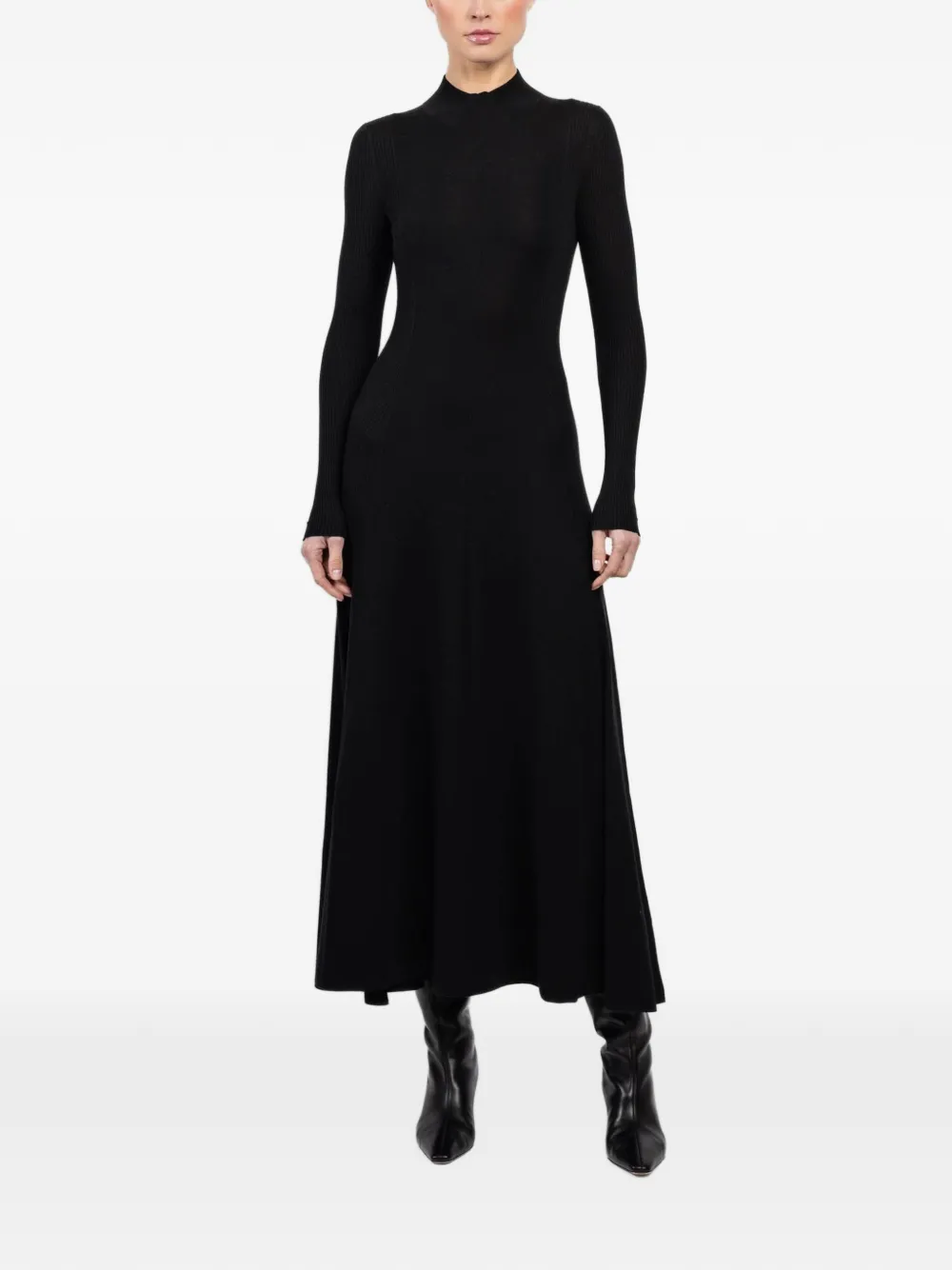 Maria McManus long-sleeve ribbed midi dress - Zwart
