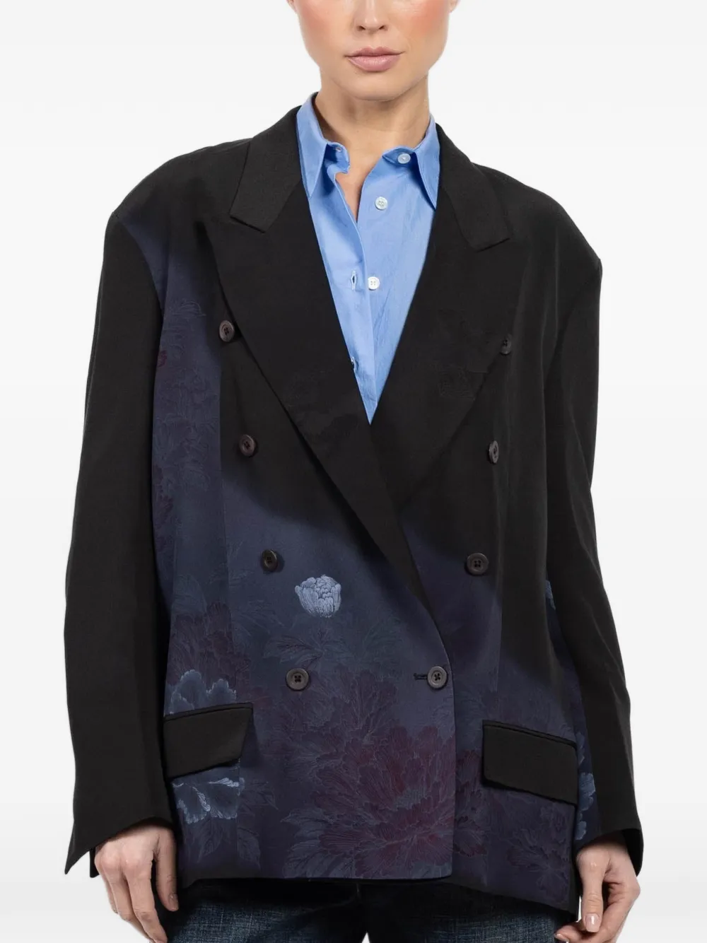 IBRIGU floral-motif double-breasted blazer - Nero