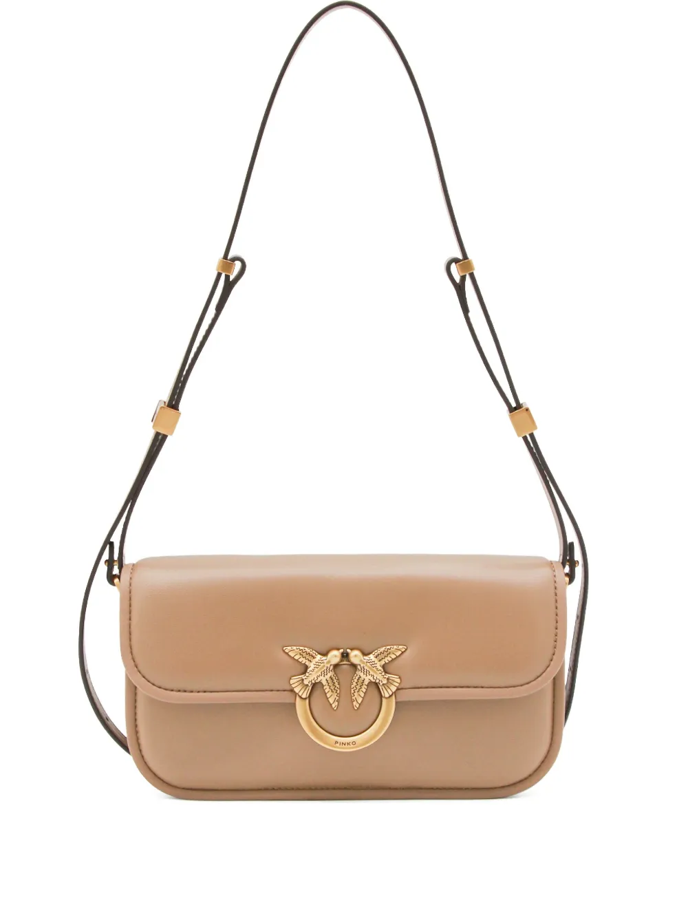 Pinko Small Love Bag Leather Cross Body Bag In Neutral