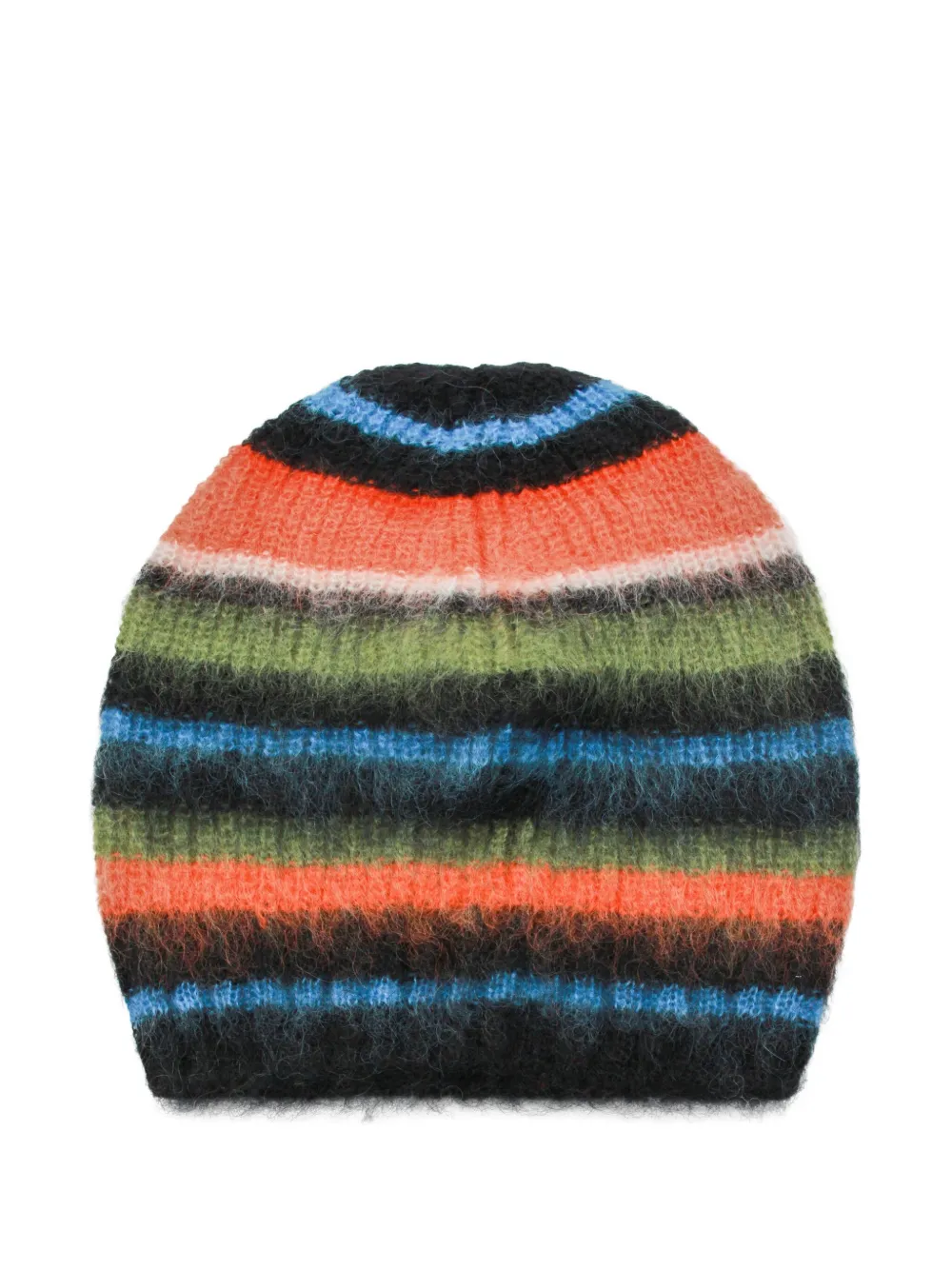 Moncler striped logo-patch beanie hat - Oranje