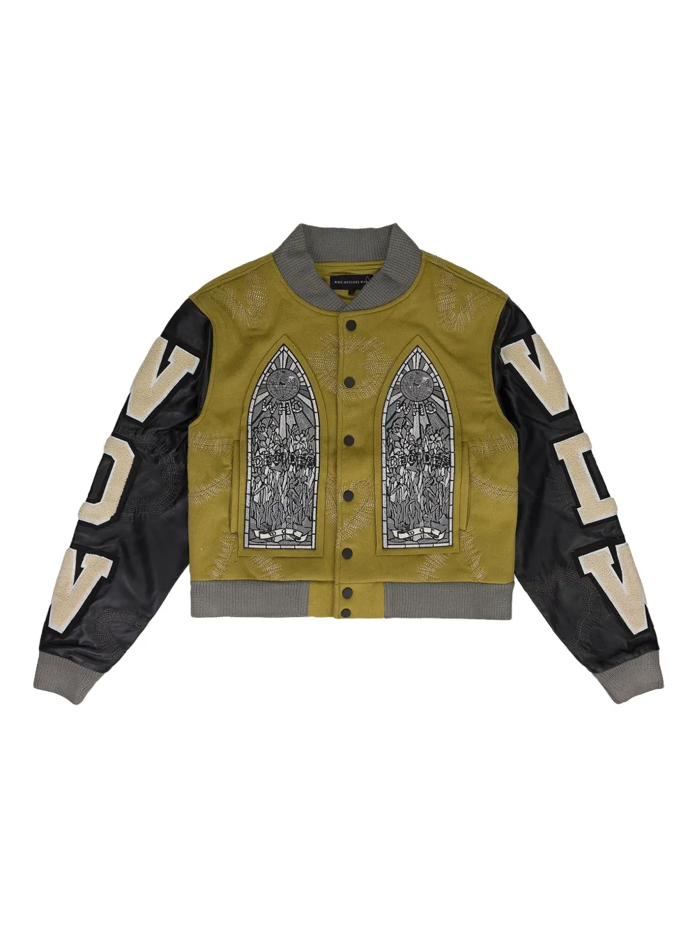 Who Decides War Namesake varsity jacket | Green | Image 1