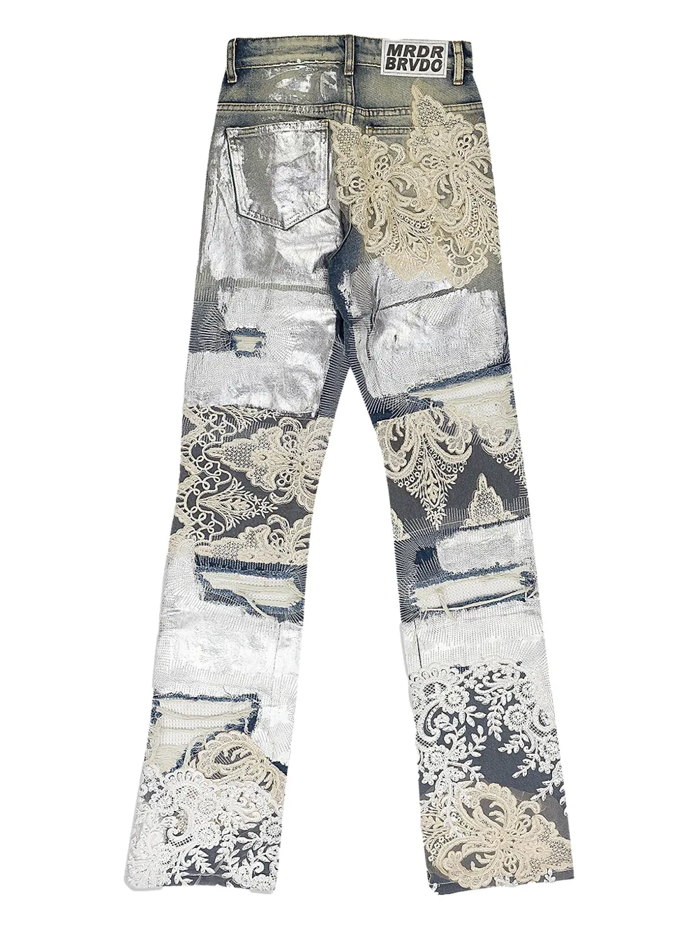 Who Decides War Metal jeans verfraaid met kant - Blauw