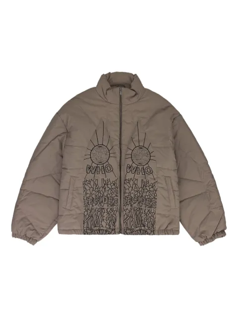 Who Decides War embroidered padded jacket