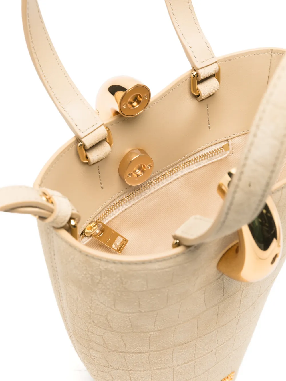 Jacquemus Le Petit Bambola suède shopper met krokodillen-reliëf Beige