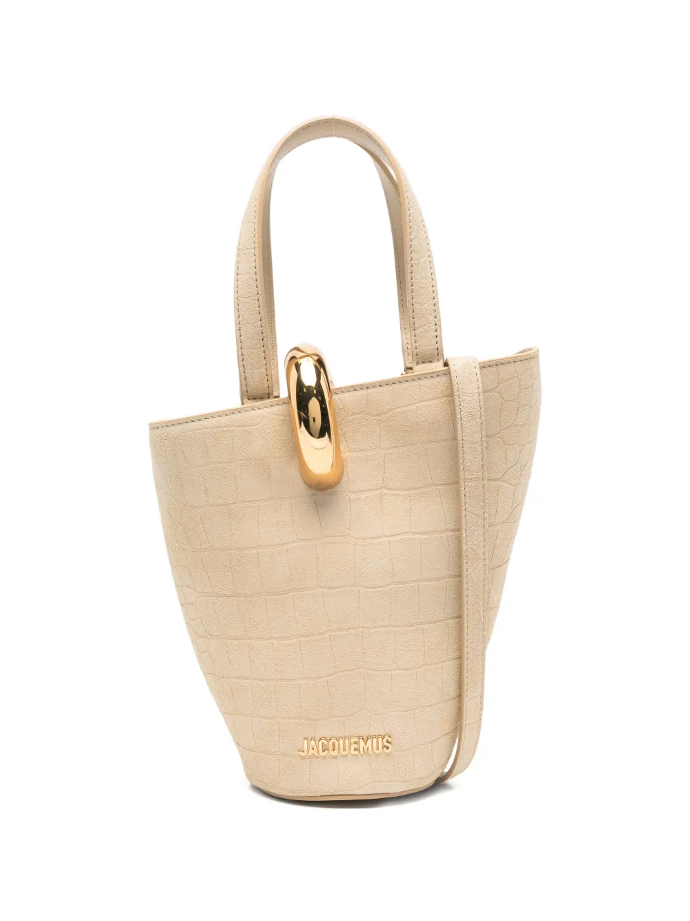 Jacquemus Le Petit Bambola crocodile-effect suede tote bag - Toni neutri
