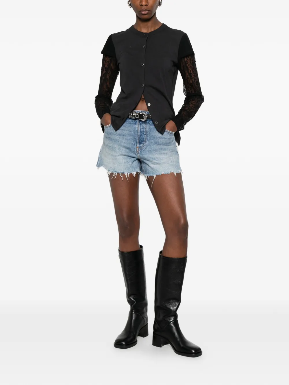  Alexander Wang Distressed-effect Shorts - Blue 