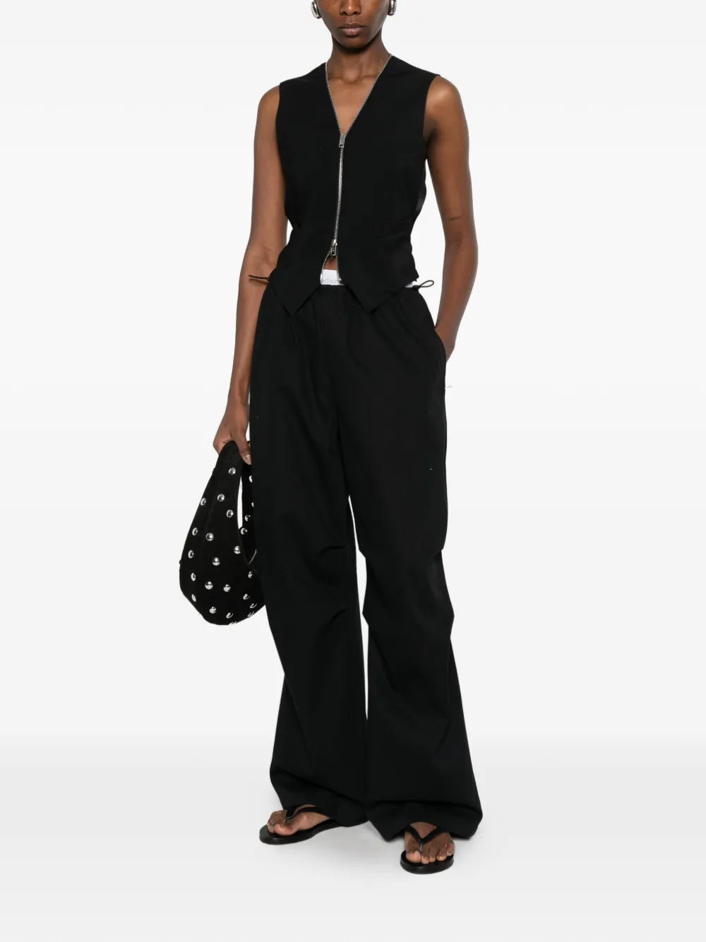 Alexander Wang logo-elastic pants - Nero