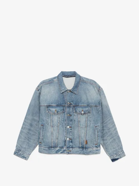 Alexander Wang distressed logo game denim jacket