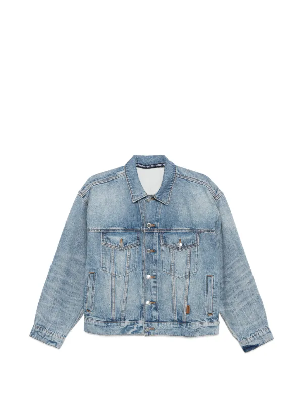 Alexander Wang Jaqueta Com Logo e Efeito Destroyed | Azul
