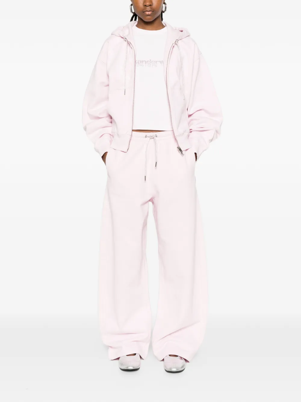 Alexander Wang Trainingsbroek met trekkoordtaille en stras Roze
