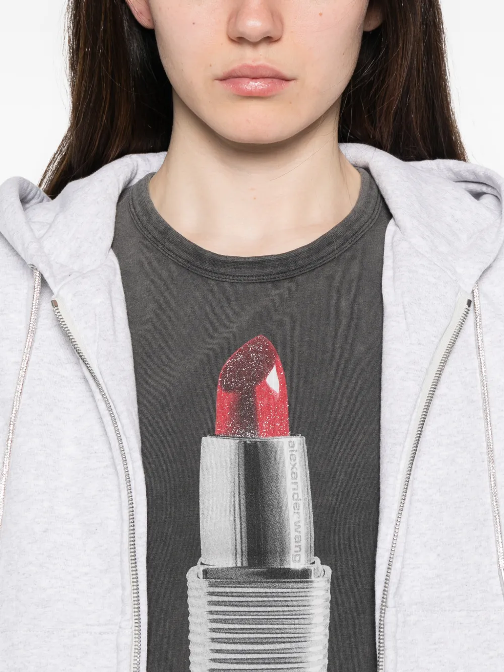 Alexander Wang T-shirt met lippenstiftprint Grijs