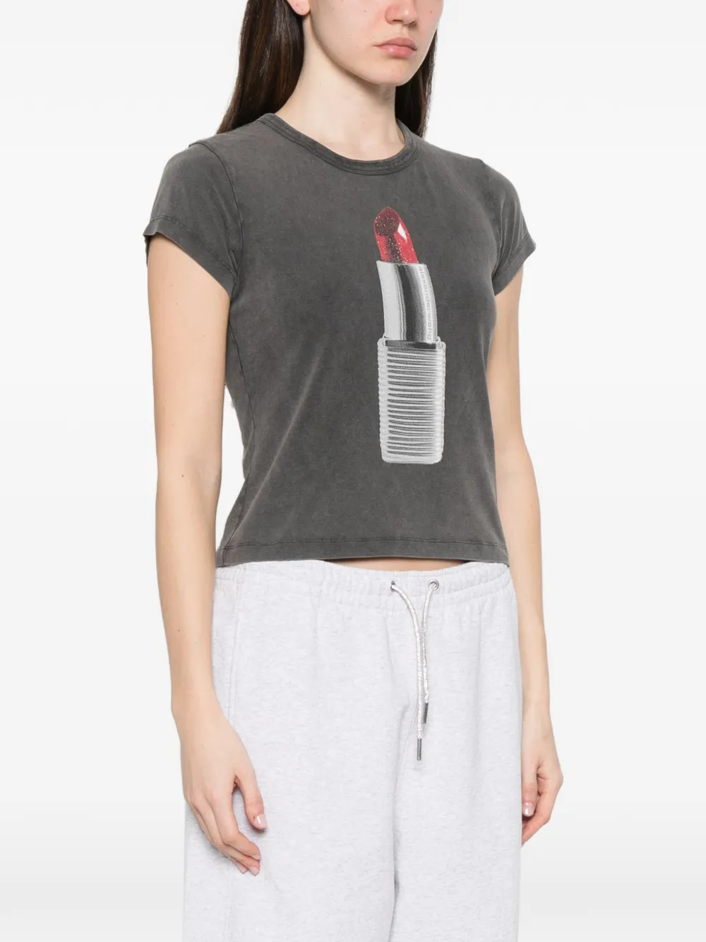 Alexander Wang T-shirt met lippenstiftprint Grijs