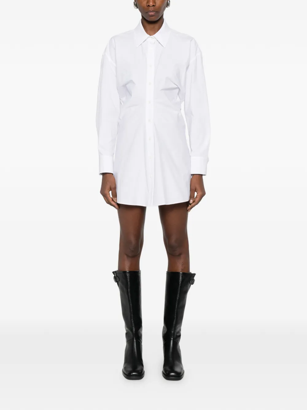 gathered-detail shirt-style mini dress