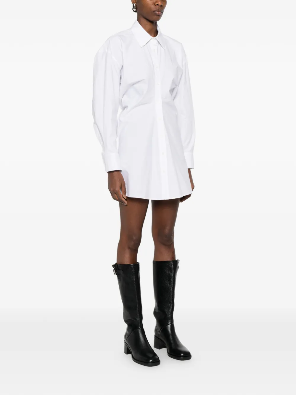 gathered-detail shirt-style mini dress