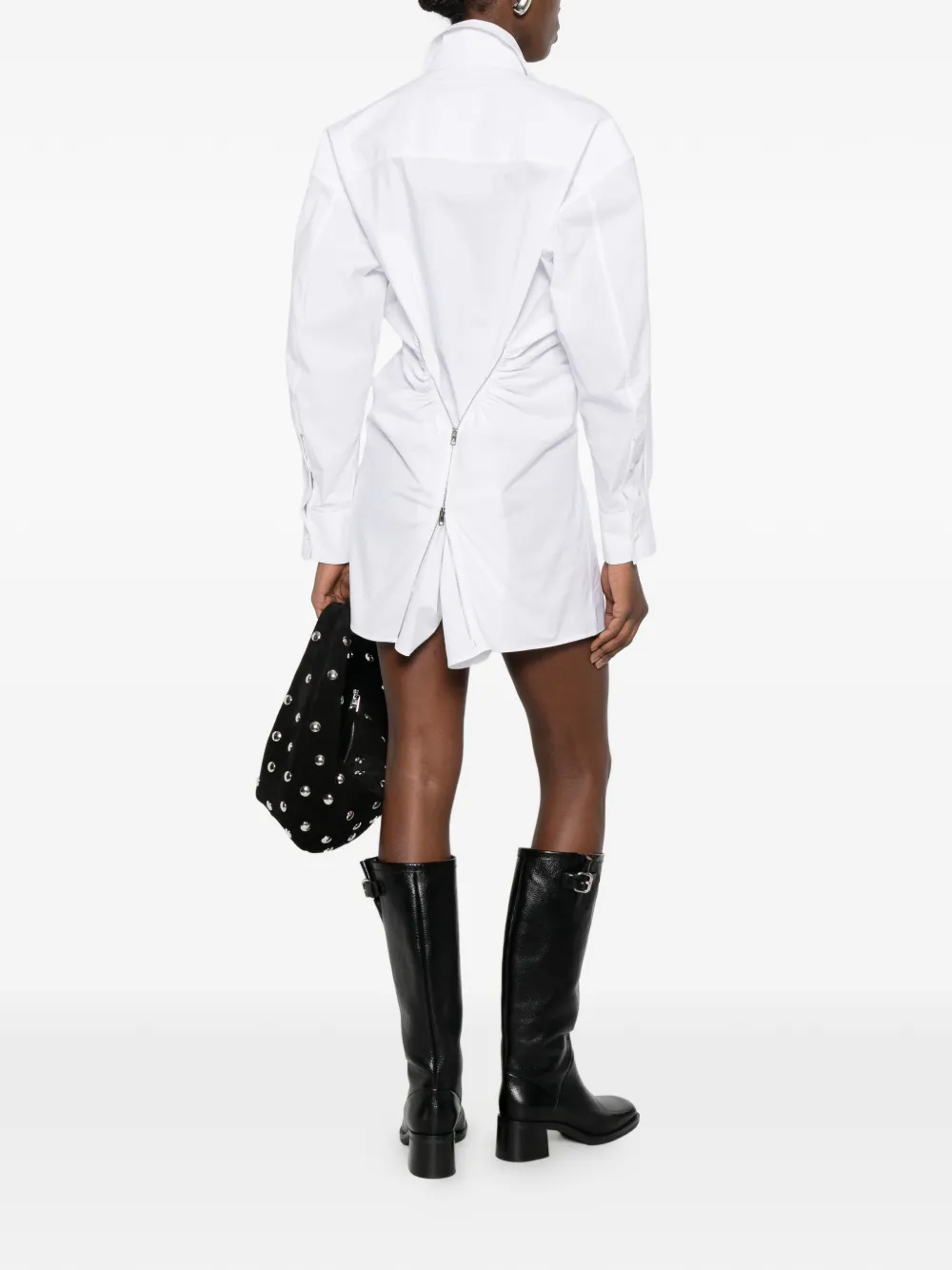 gathered-detail shirt-style mini dress