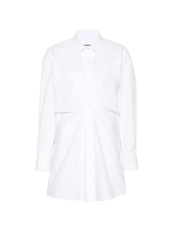 Alexander Wang Gathered-detail Shirt-style Mini Dress in White