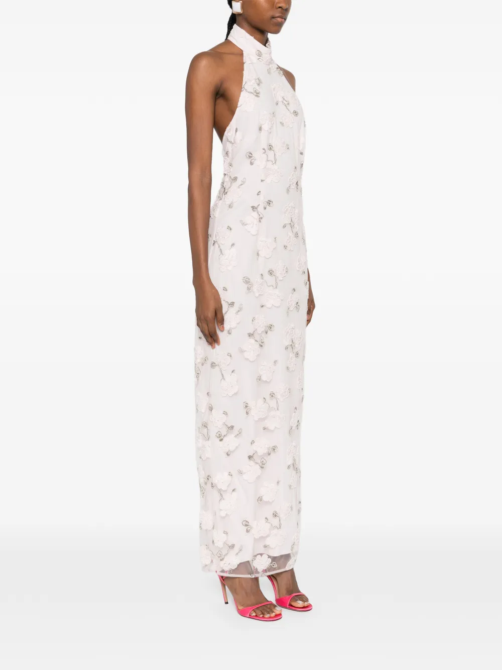 ROTATE BIRGER CHRISTENSEN Maxi-jurk met halternek Roze