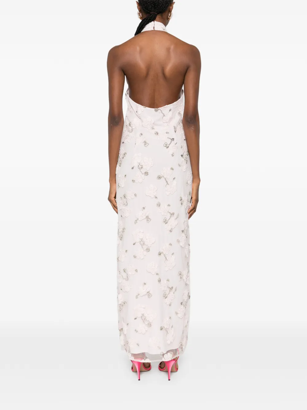 ROTATE BIRGER CHRISTENSEN Maxi-jurk met halternek Roze