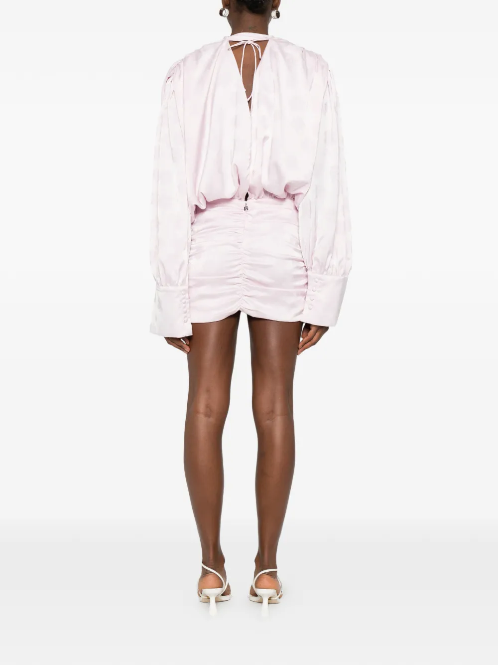 ROTATE BIRGER CHRISTENSEN LS mini-jurk met ruches en strik Roze
