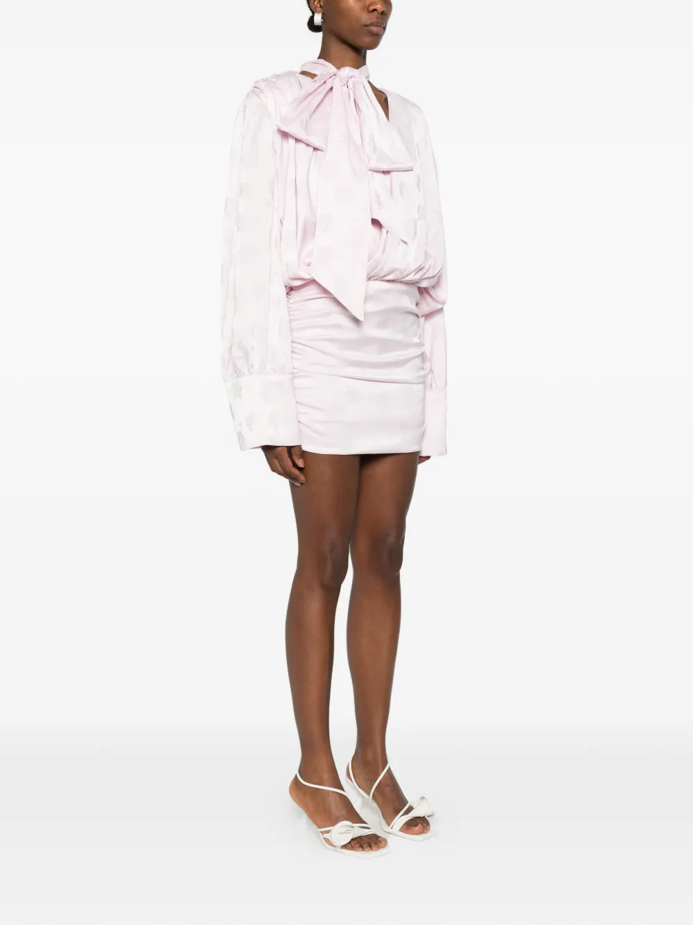 ROTATE BIRGER CHRISTENSEN LS mini-jurk met ruches en strik Roze