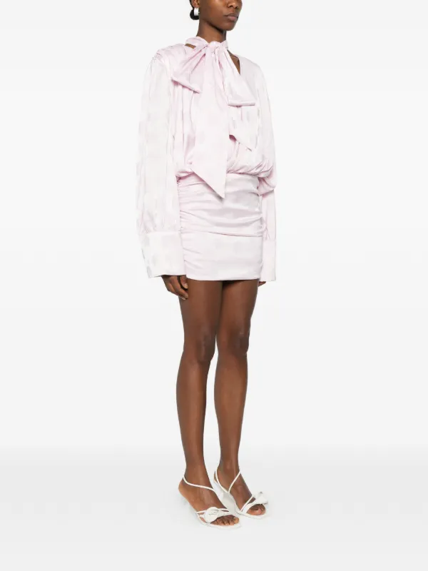 rotate pink bow dress ROTATE BIRGER CHRISTENSEN Strapless Bow-Embellished Woven Mini Dress
