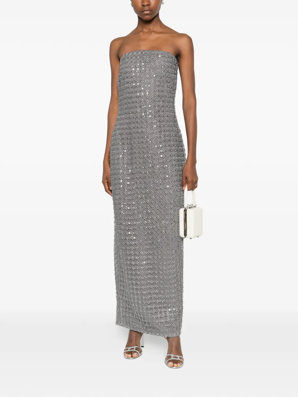 ROTATE BIRGER CHRISTENSEN bead-embellishment maxi dress - Grijs