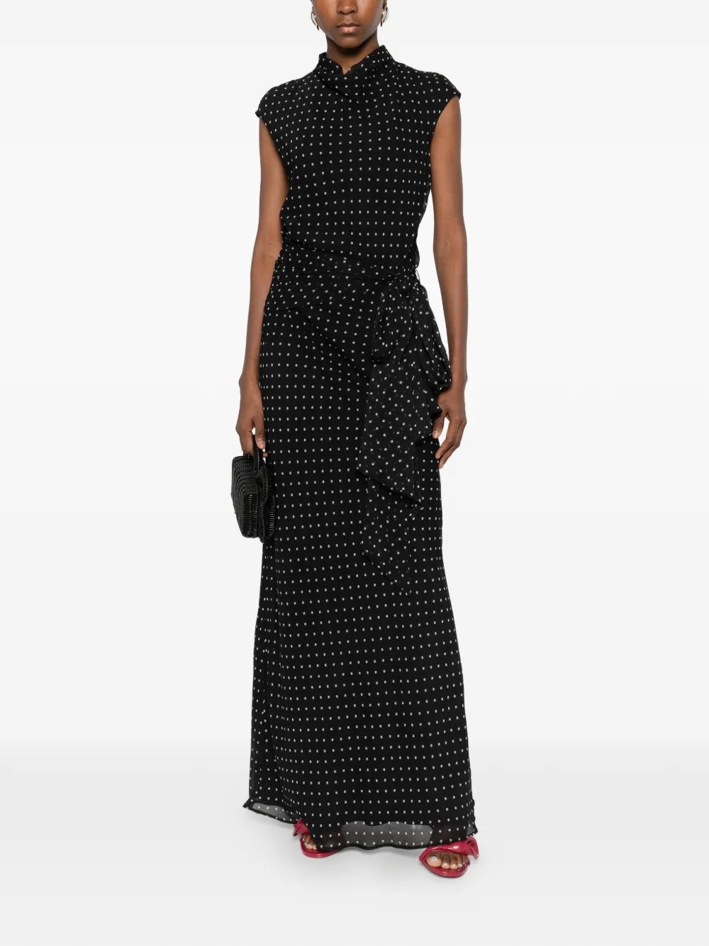 ROTATE BIRGER CHRISTENSEN Tie Polka Dot Maxi Dress - Zwart