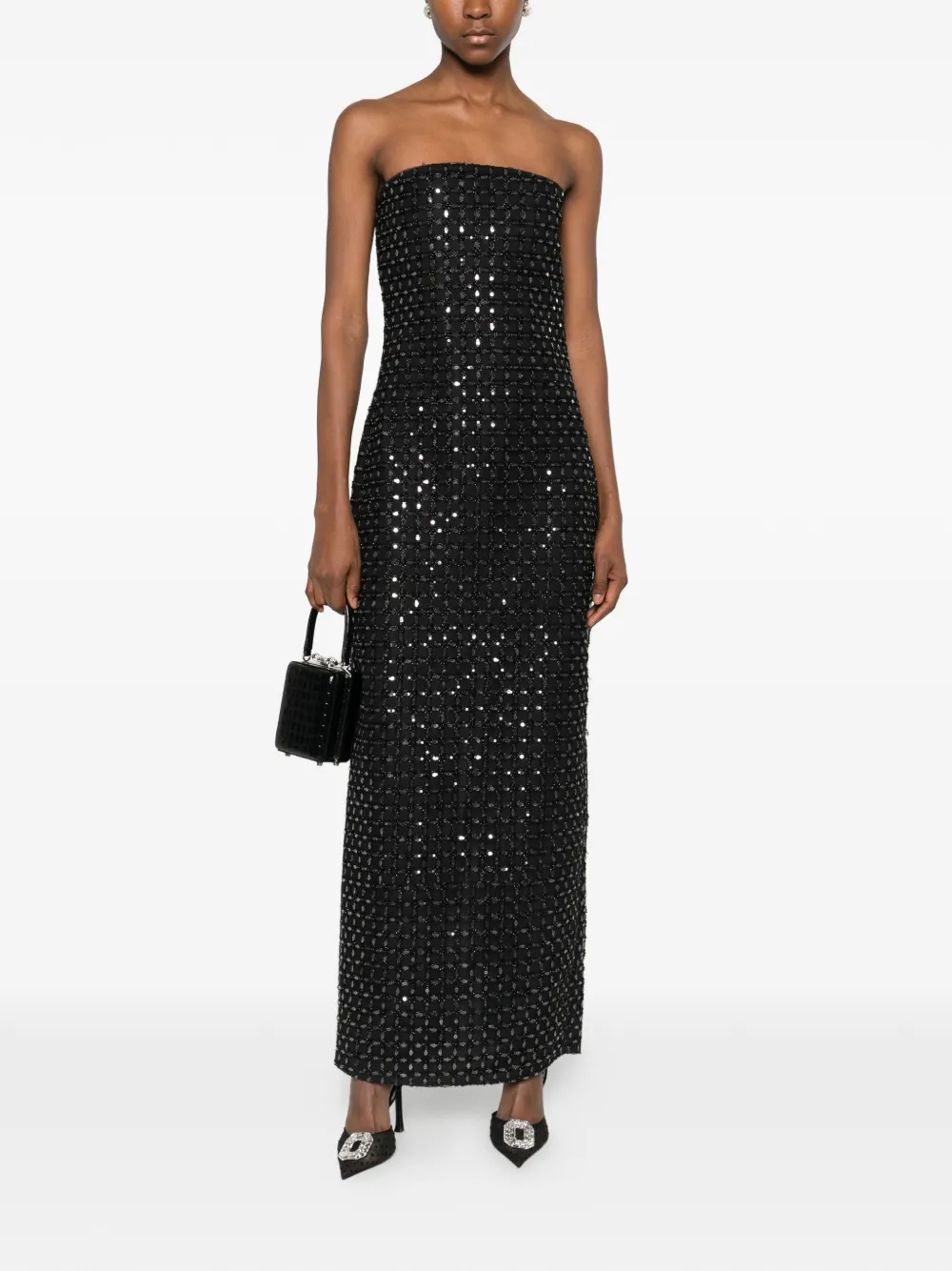 ROTATE BIRGER CHRISTENSEN beaded-embellishment maxi dress - Zwart