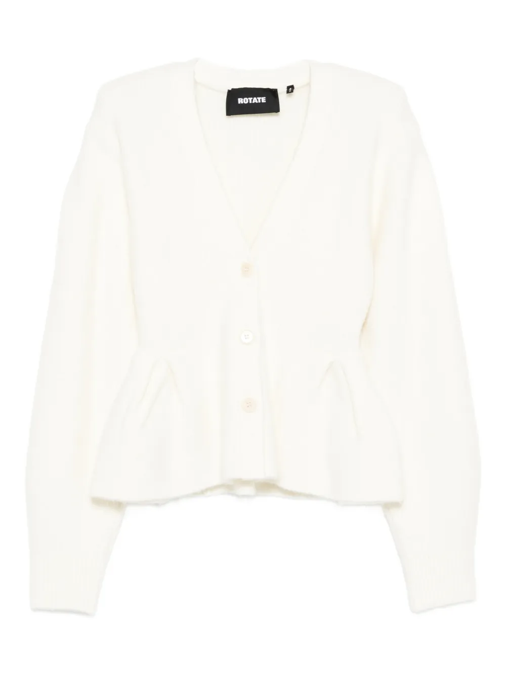 Rotate Birger Christensen Peplum V-neck Cardigan In White