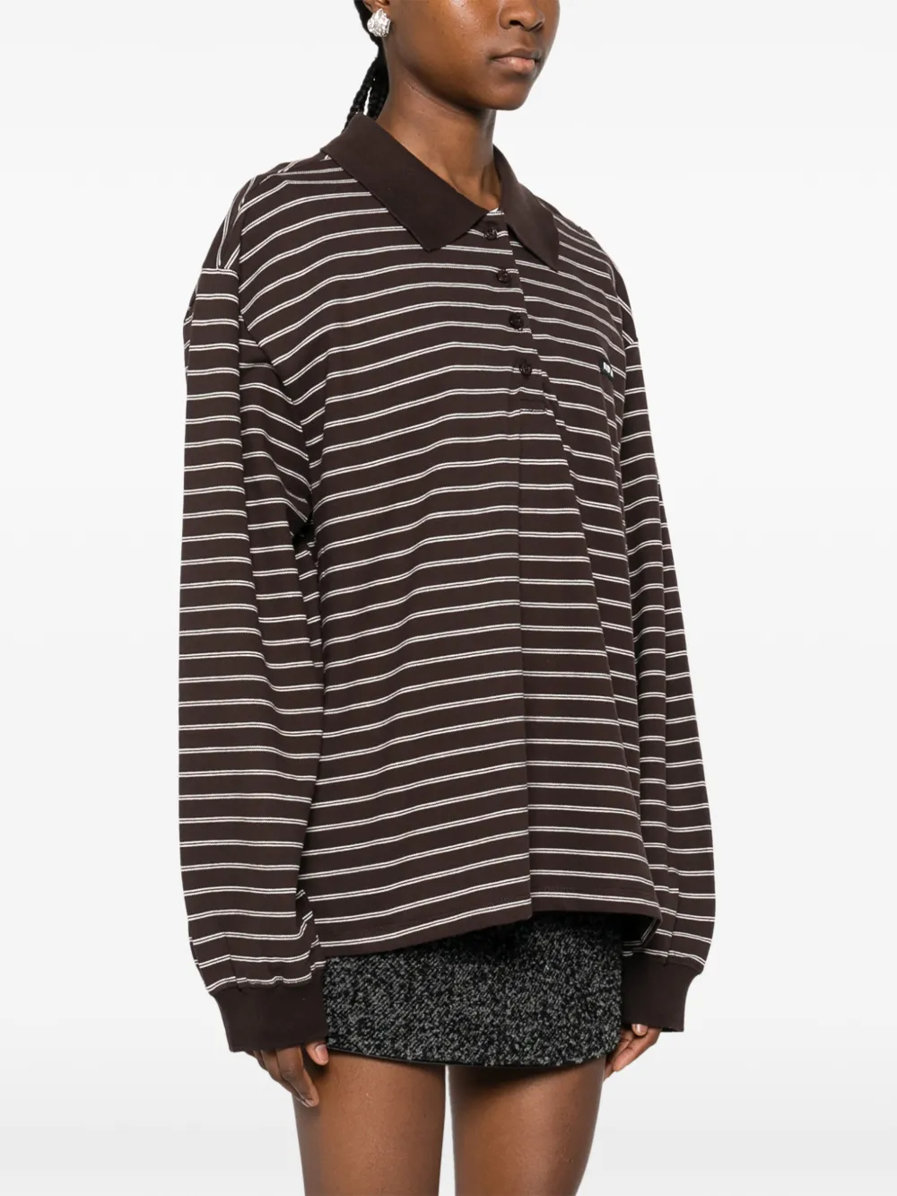 Rotate Birger Christensen Long-sleeve Polo Shirt In Multi