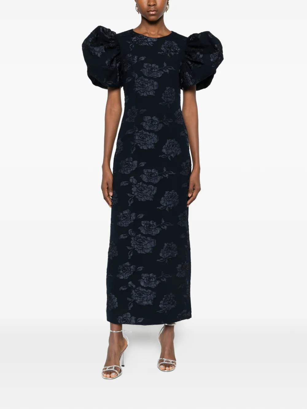 ROTATE BIRGER CHRISTENSEN jacquard puff maxi dress - Zwart
