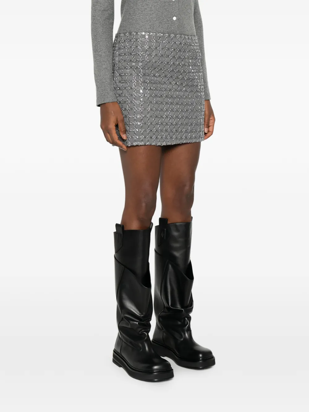 Rotate Birger Christensen Beaded Mini Skirt In Silver