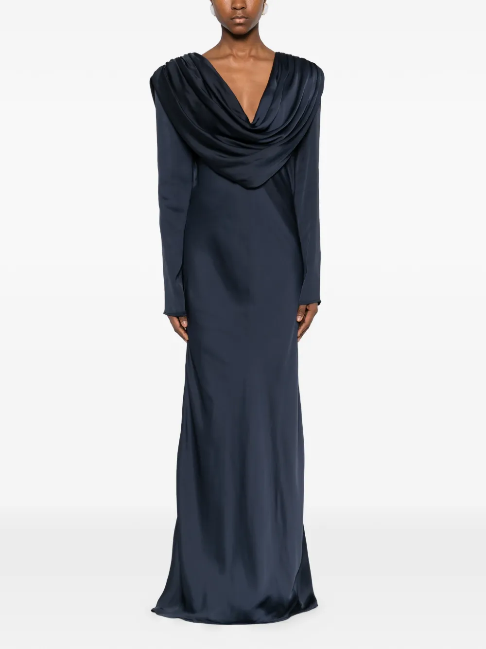 ROTATE BIRGER CHRISTENSEN Maxi-jurk met lage hals en strik Zwart