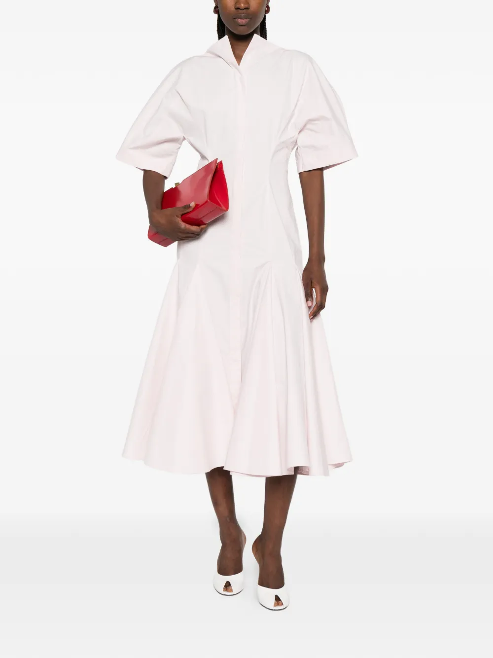 Jacquemus La Moisson geplooide midi-jurk Roze