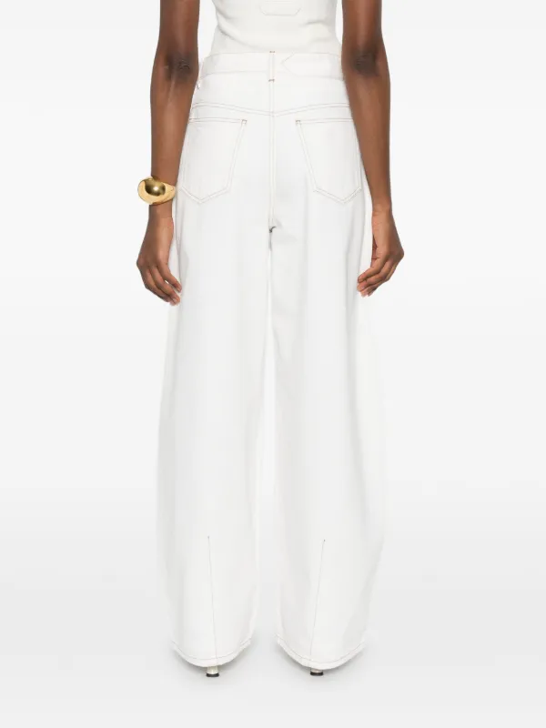 Jacquemus The Ovalo De-Nîmes Denim Pants | White | FARFETCH AO