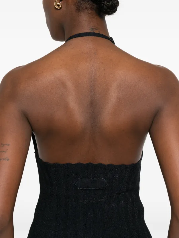 Jacquemus scalloped-edge Halterneck Top | Black | FARFETCH
