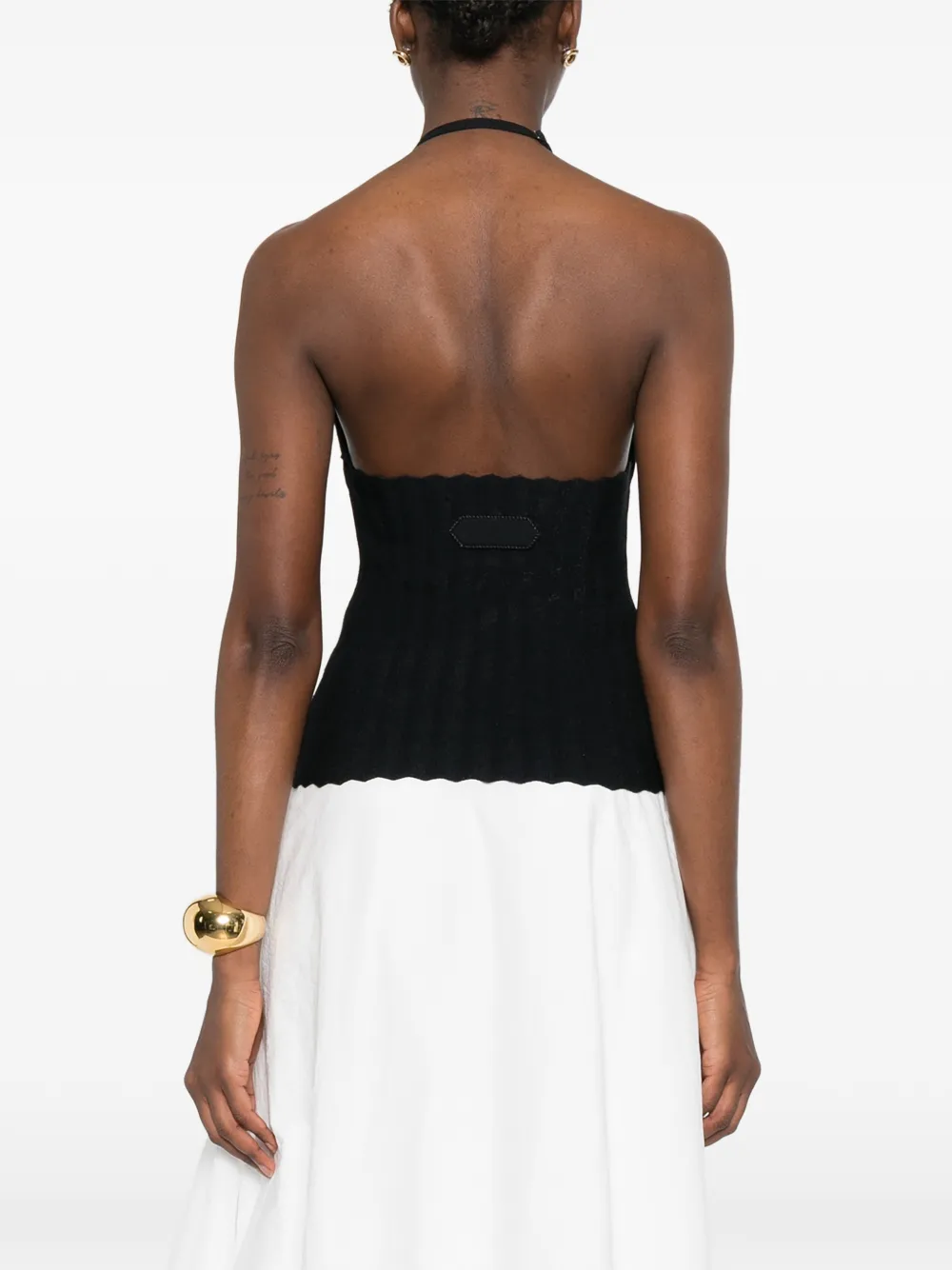 Jacquemus The Tablier gewelfde haltertop Zwart
