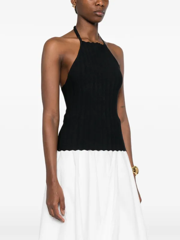 Jacquemus scalloped-edge Halterneck Top | Black | FARFETCH