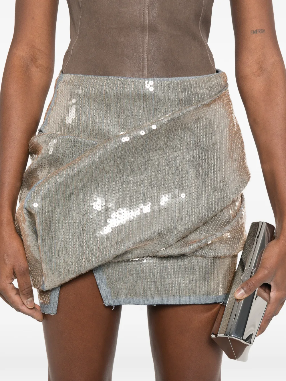 Rick Owens Mini-rok verfraaid met pailletten Blauw