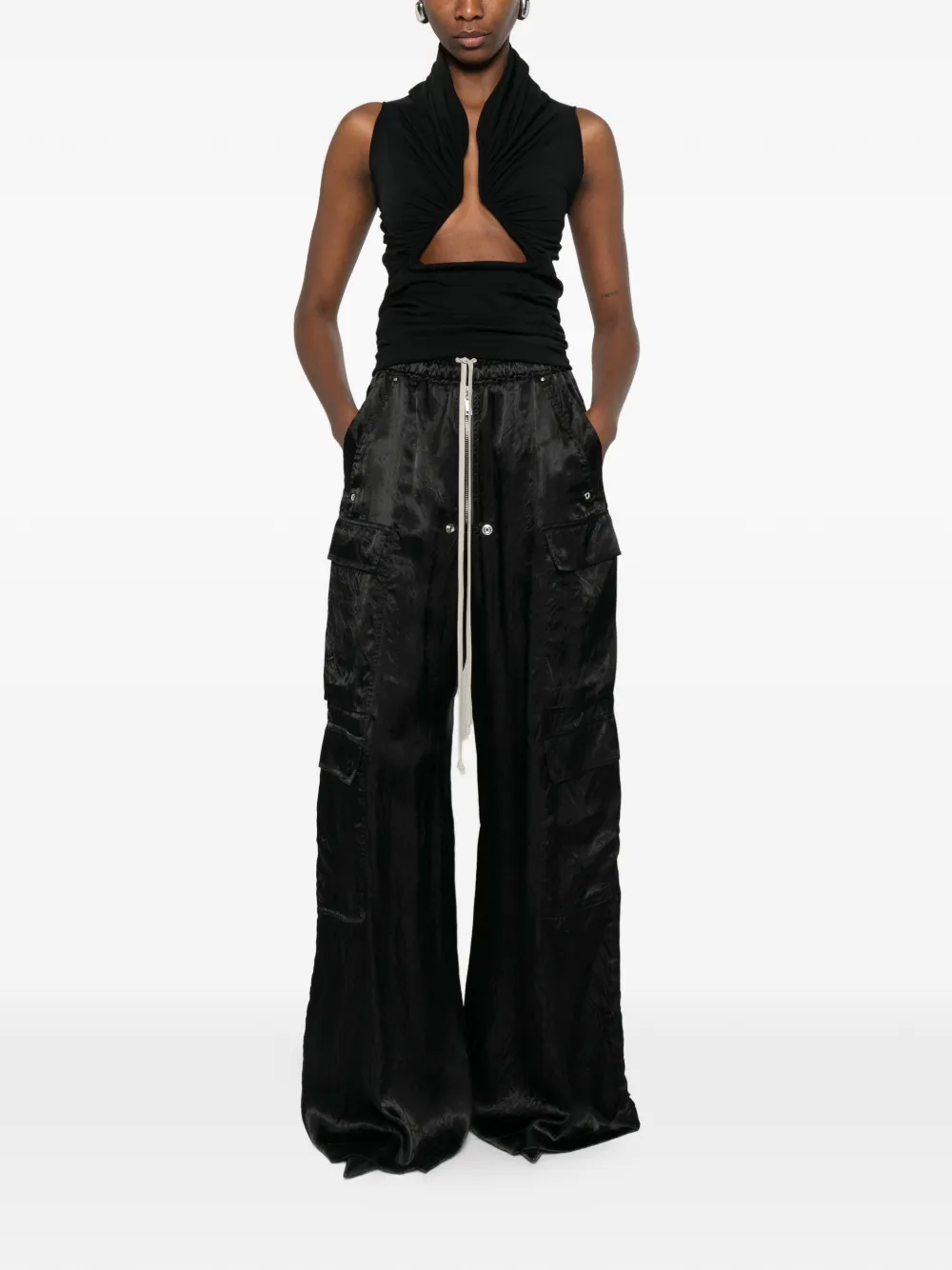  Rick Owens Draped Jersey Top - Black 