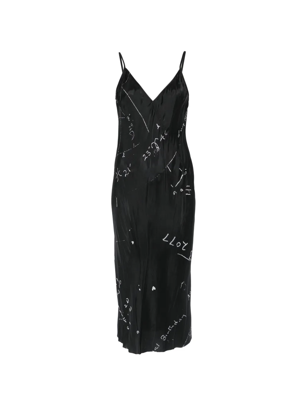 Rick Owens printed slip midi dress - Schwarz